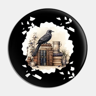 Raven books lover Pin