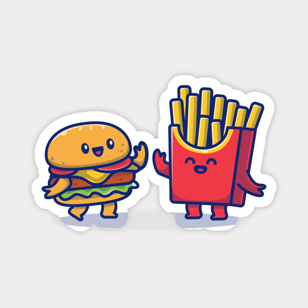 Cute Burger And French Fries Magnet by Catalyst Labs