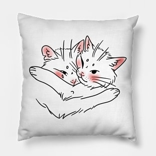 cats cuddled together Pillow