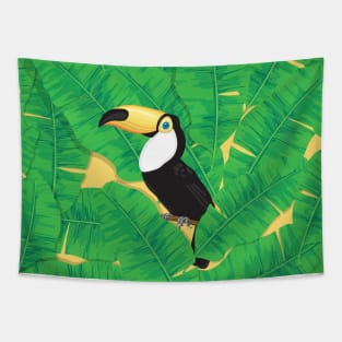 Toucan and banana leaves Tapestry