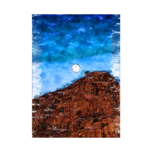 Full Moon In Blue Sky Over Mountain. For Moon Lovers T-Shirt