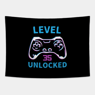 Level 35 Unlocked Retro Vintage Controller Tapestry