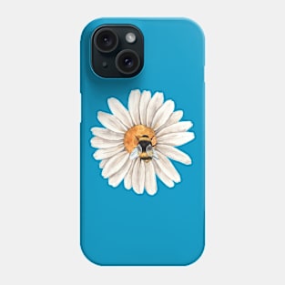 Honey Bee on Daisy Flower in Watercolor Phone Case