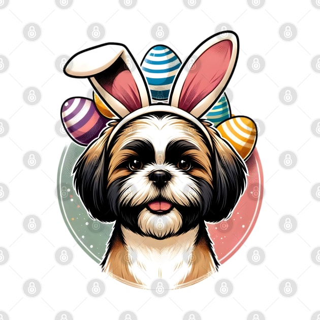 Shih Tzu with Bunny Ears Celebrates Easter Splendor by ArtRUs