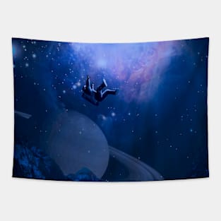 Astronaut Falling From Space On Earth Tapestry