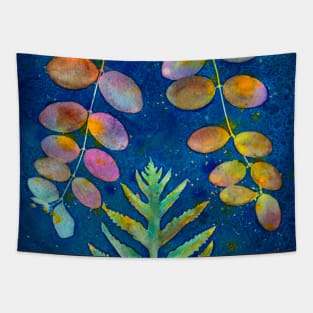 Botanical cyanotype and watercolor Tapestry