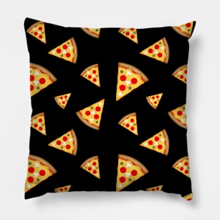 Cool and fun pizza slices pattern on Black Pillow