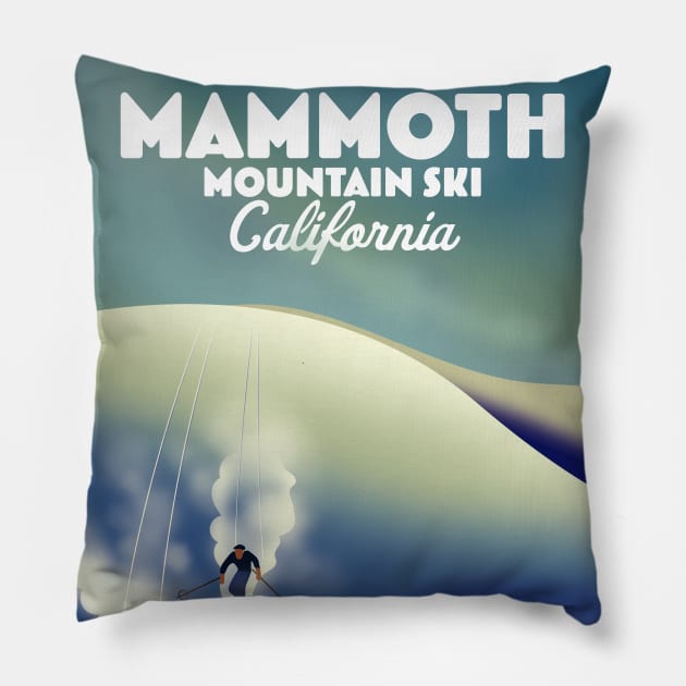 Mammoth ski, California travel poster Pillow by nickemporium1