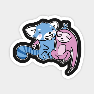 Blue Red Panda and Pink Sloth are Best Friends Magnet