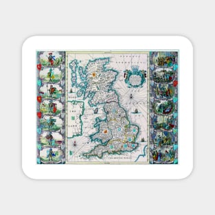 Jansson's Saxon 1600 - Saxon Heptarchy Map -  Ancient Worlds Magnet