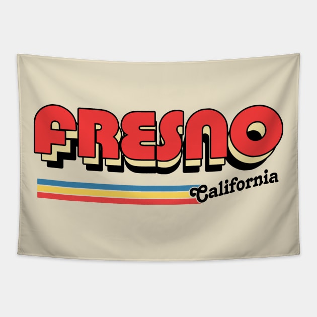 Fresno, CA \/\/\/\ Retro Typography Design Tapestry by DankFutura