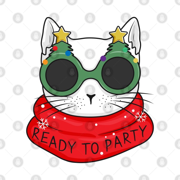 Winter holidays Profound Partygoer white cat by runcatrun