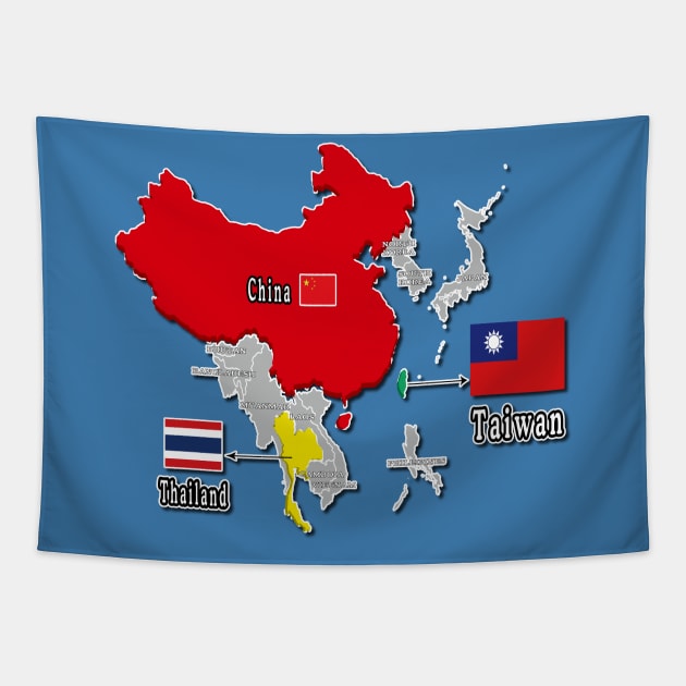 where is taiwan world map | taiwan location map_not Thailand and China_blue Tapestry by jessie848v_tw