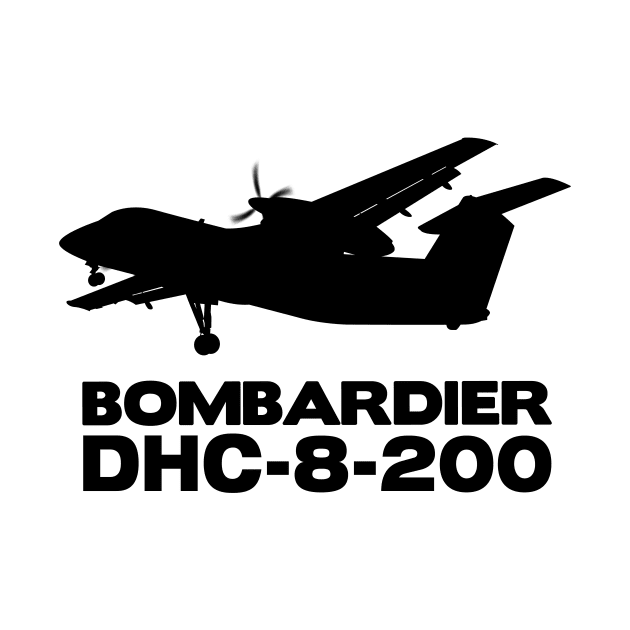 Bombardier Dash 8-200 Silhouette Print (Black) by TheArtofFlying