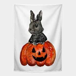 Jack O Lantern Rabbit Tapestry