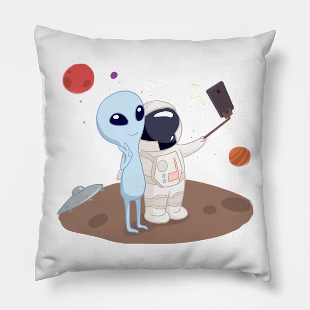 My Alien friends Pillow by Manafff