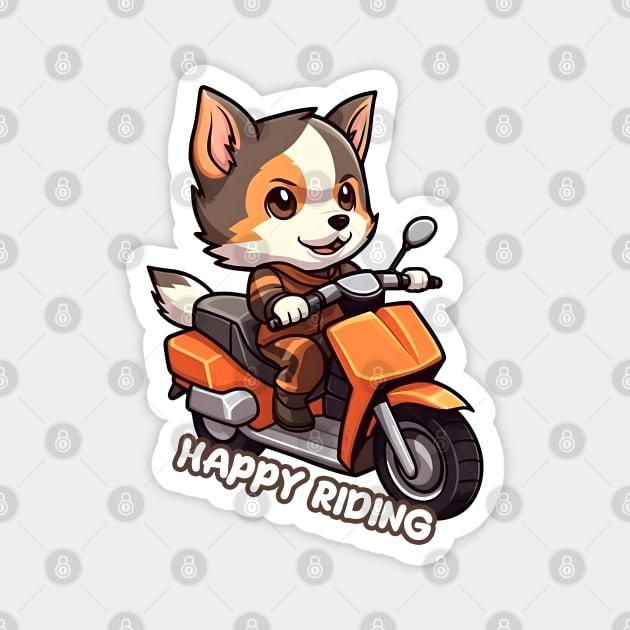 Cartoon Dog Rides Motorcycle to Fun Magnet by AestheticsArt81