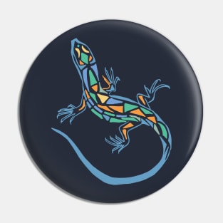 Lizard tribal green and blue Pin