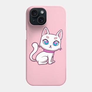 cute white cat female Phone Case