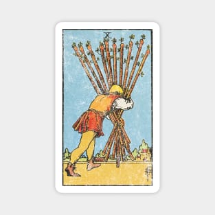 Ten of wands tarot card (distressed) Magnet