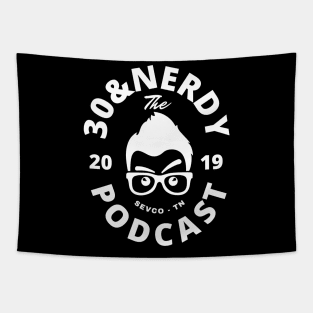 30&Nerdy Podcast Face Logo (White) Tapestry