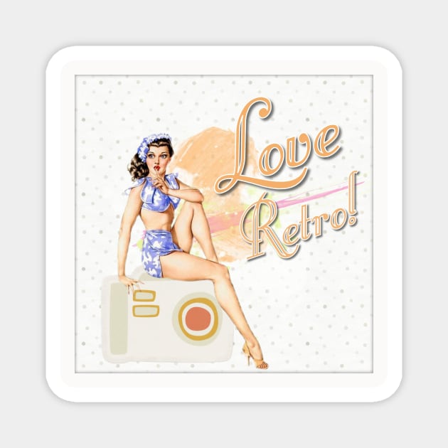 Vintage Pinup Girl Camera Love Retro Pin Up Girl Magnet by DANPUBLIC