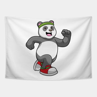 Panda at Running with Headband Tapestry