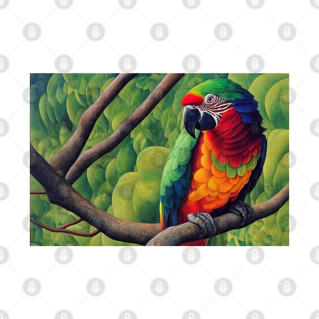 Macaw Parrot in Jungle Painting by LaartStudio