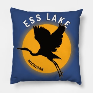 Ess Lake in Michigan Heron Sunrise Pillow