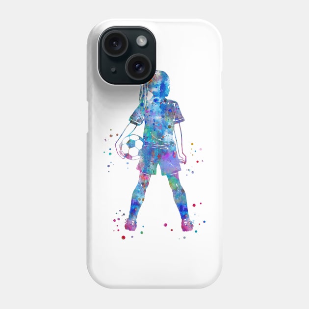 Girl Soccer Player Phone Case by RosaliArt