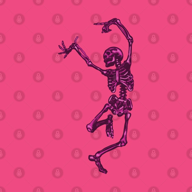 Dancing Pink Skeleton by Slightly Unhinged