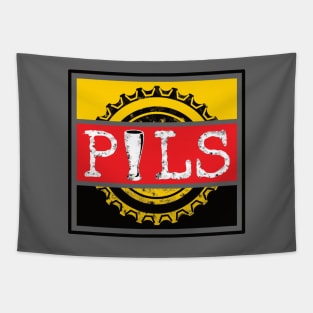 Pils Beer Word on Beer Bottle Cap in German Colours Tapestry