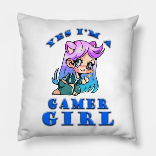 Yes Im A Gamer Girl Sly Blue Pillow