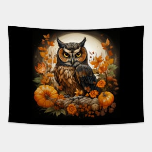 Farmhouse Fall Pumpkin Nature Harvest Autumn Owl Sunflower Tapestry