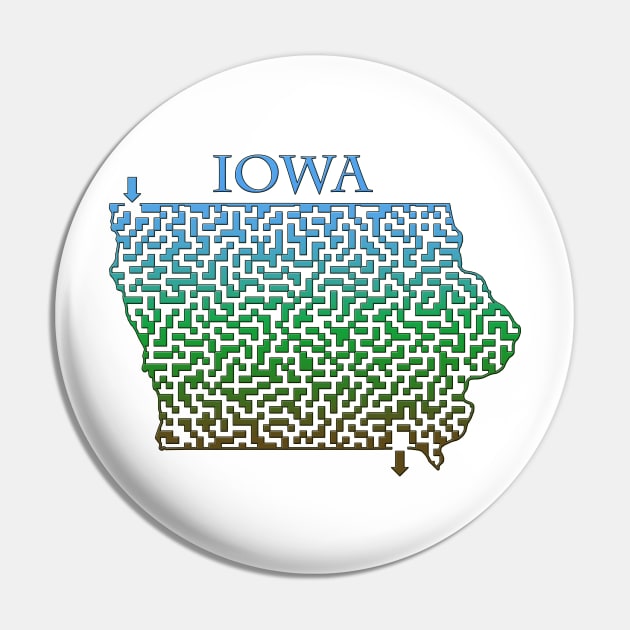 State of Iowa Colorful Maze Pin by gorff