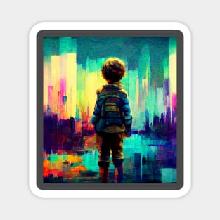 Glitch Travel Wanderlust Magnet