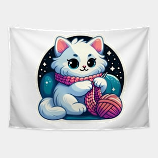 the cute knitting kitty Tapestry