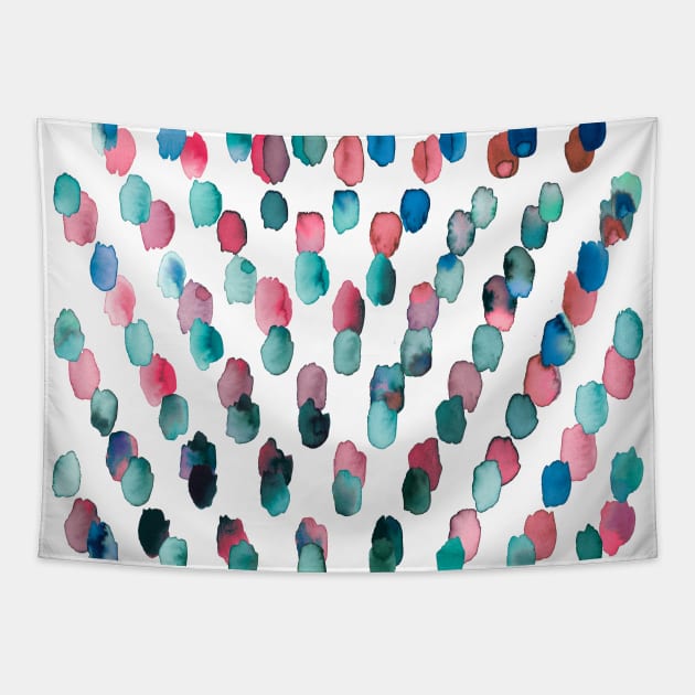 Artistic Watercolor Dots Blue Pink Tapestry by ninoladesign