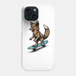 Cool Wolf Doing Sport and Skating With Skateboard Phone Case