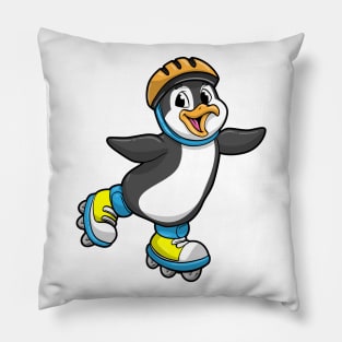 Penguin as Inline Skater with Inline Skates and Helmet Pillow