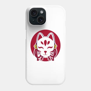 Cute kitsune mask with red circle Phone Case