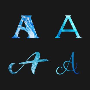 Hydro Flask stickers - letter A monogram (ocean waves + watercolor) | Sticker pack set T-Shirt