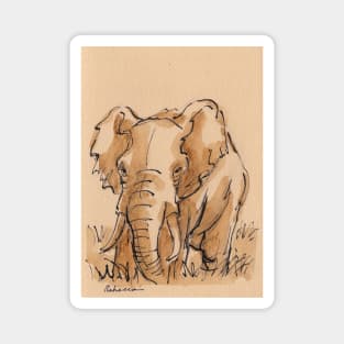 "Pensive"  Elephant Ink Wash Painting Magnet