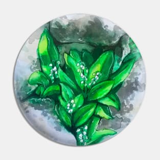 Watercolor Lily of the Valleys Pin