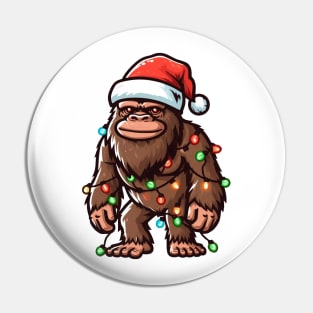 Bigfoot Santa Christmas Tree Lights Pin