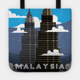 Kuala lumpur, Malaysia. Retro travel poster Tote