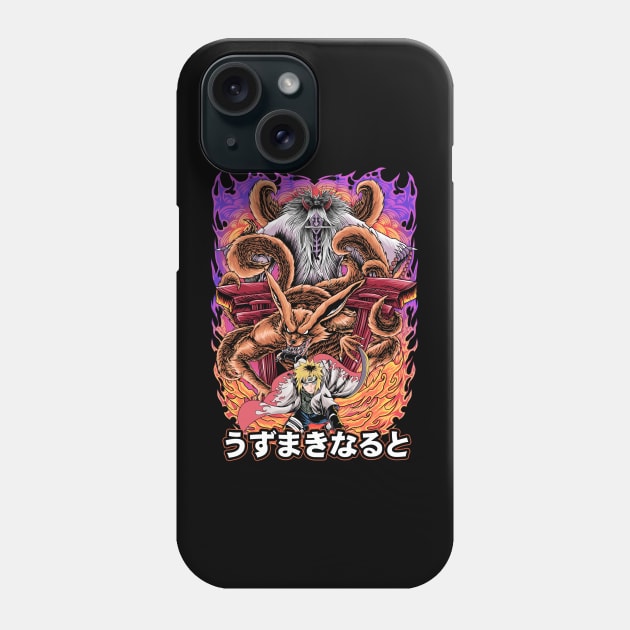 Minato vs Kurama Fanart Fight Phone Case by Planet of Tees