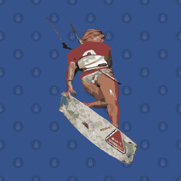 Kitesurfers Freestyle Kite Female Rider Color Illustration by taiche