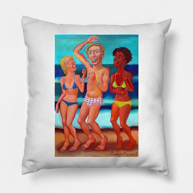 Dancing on the beach 10 Pillow by diegomanuel