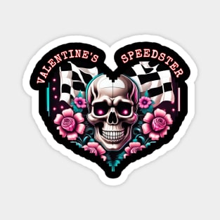 Valentines Speedster Valentines Day Love Heart Flower Skull Checkered Flag Racing Happy Valentines Day Magnet